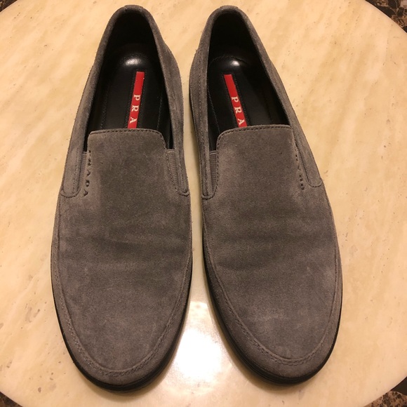 Auth Prada Suede Loafers in Dark Grey Size 7.5/8 - Picture 2 of 8